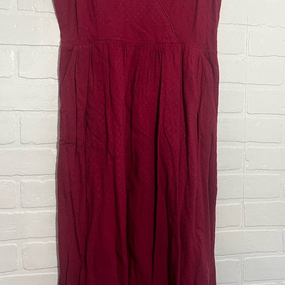 Lucky Brand Midi Dress Burgundy Spaghetti Strap Midi V-Neck Flowy Size Small - Picture 3 of 8